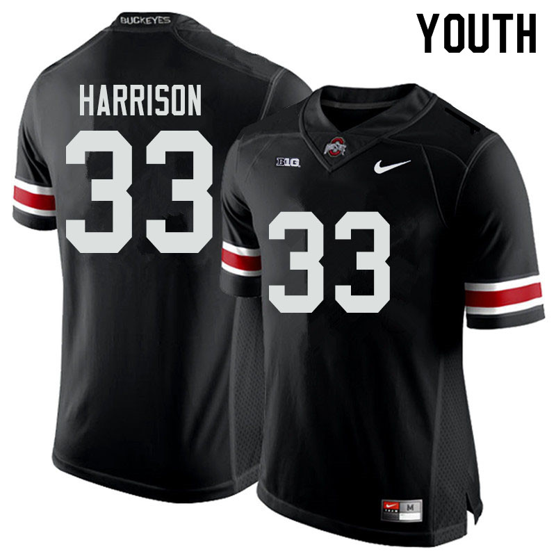 Ohio State Buckeyes Zach Harrison Youth #33 Black Authentic Stitched College Football Jersey